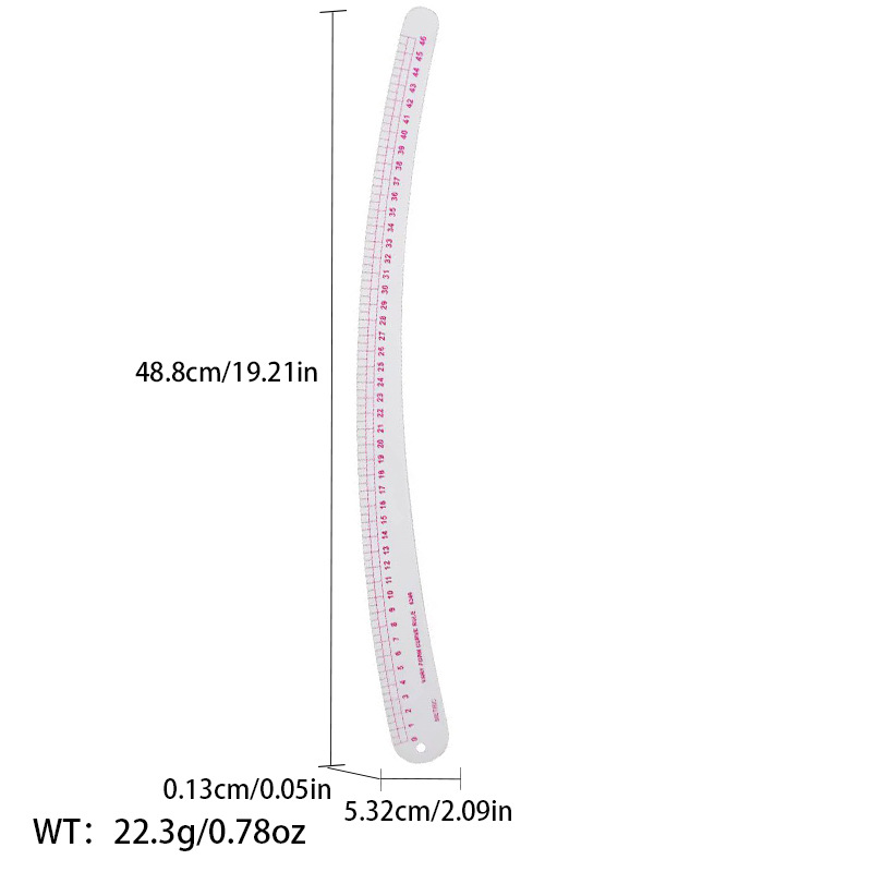 Regla de curva directa de fábrica Botón regla de arco regla de ropa regla de corte traje de regla de jaula de manga regla de tamaño colección