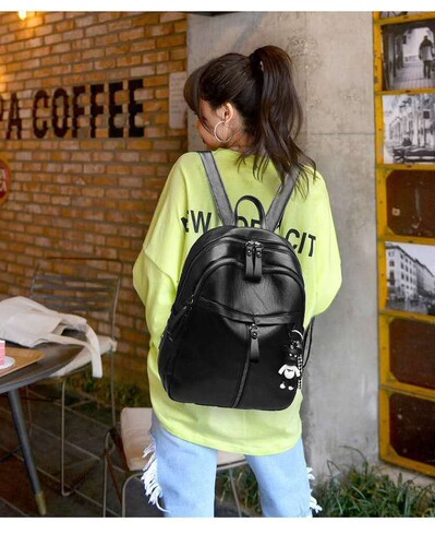Factory direct sales PU leather backpack large capacity high school student bag casual ladies travel backpack foreign trade wholesale