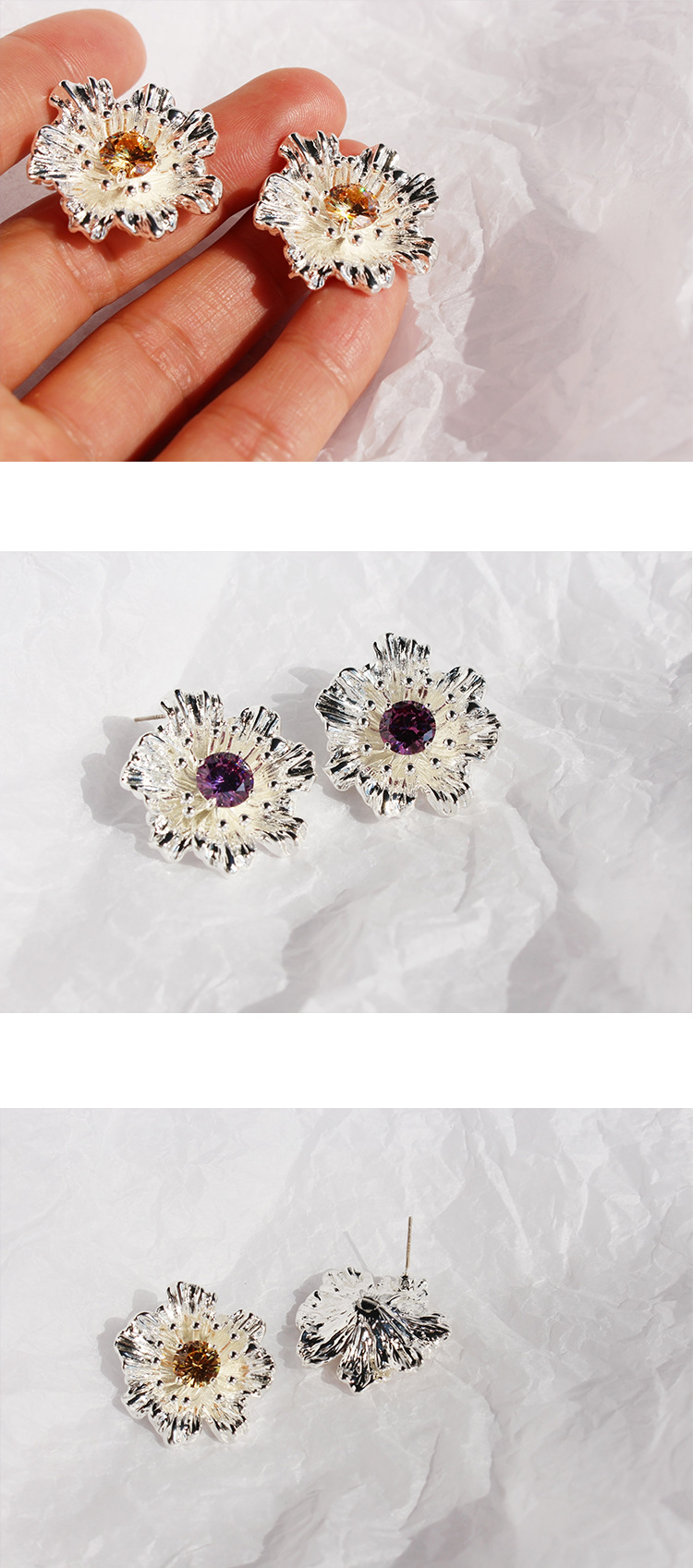 1 Pair Exaggerated Sweet Flower Plating Inlay Brass Zircon 18K Gold Plated Ear Studs display picture 4