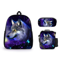 亚马逊跨境热销15寸双肩包学生大容量背包动漫卡通书包餐包铅笔盒