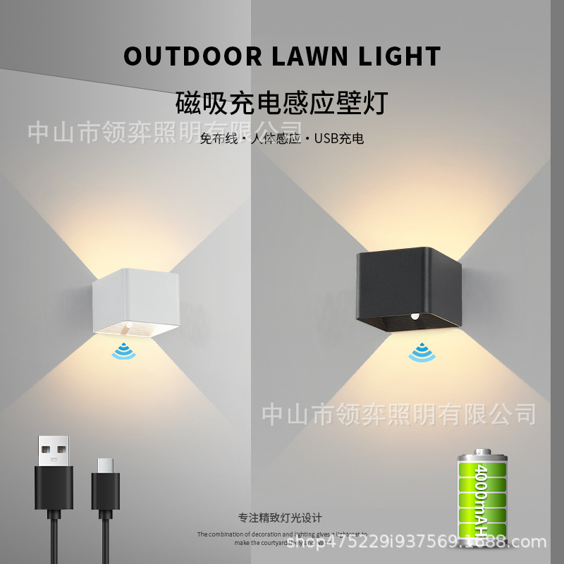 Magnetic Rechargeable Wall Lamp Bedroom Bedside Nightlight USB Wiring-Free Corridor Hallway Doorway Human Body Induction Wall Lamp