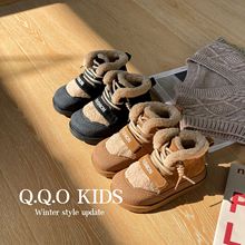 QQO童鞋 2023冬季新款儿童真皮雪地靴韩版男女童保暖羊羔毛大棉鞋