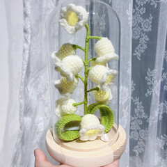 Handmade lily of the valley finished product night light potted plant eternal flower finished woolen crochet creative gift