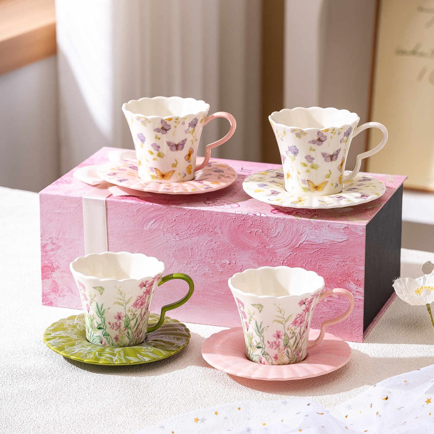 Highly Attractive Housewarming For Best Friend: Set Of Coffee Cups And 2 Saucers, Aernoon Tea Cups, Unique High-End_voghion.com