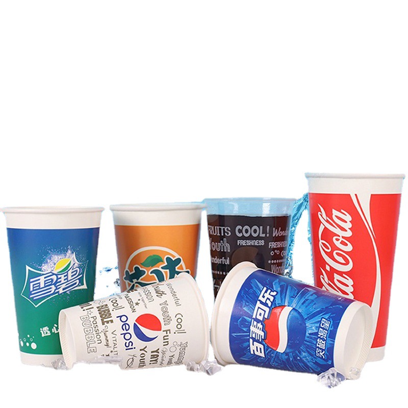 Directo de fábrica de doble capa de Cola Pepsi taza de papel desechable comercial espesado bebida fría bebida taza de papel logotipo imprimible