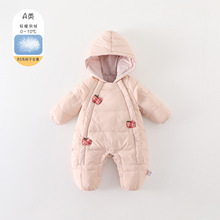 女童宝宝2025冬季新款婴儿可爱羽绒服白鸭绒连体衣爬服保暖外出服