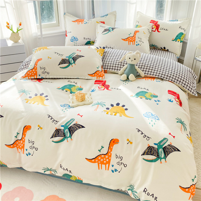 50x200x230 colcha de cama de algodón de una sola pieza de dibujos animados 00 colcha de algodón de un solo niño dinosaurio