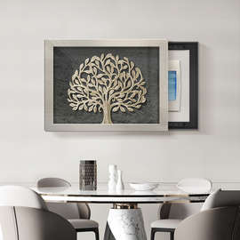 发财树电表箱装饰画高级感超薄遮挡弱电箱盖板轻奢电闸开关配电箱