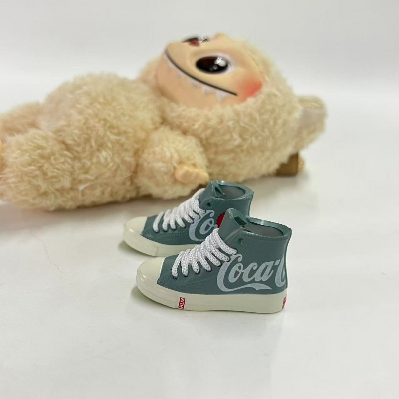 LABUBU Zapatos Rabu Ropa de bebé 17cm felpa vinilo bolso de muñeca colgante para zapatos desnudos caja ciega