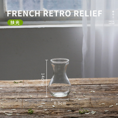 Retro repujado mini florero transparente hidropónico flor arreglo florero de cristal salón aromaterapia botella adornos Decoración