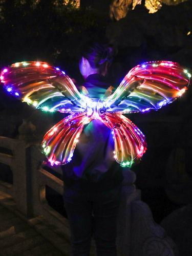 Butterfly Wings Balloon Wholesale Inflatable Back Decoration Children's Night Market Stall Internet Celebrity Angel Handheld Stick Luminous Bobo Ball