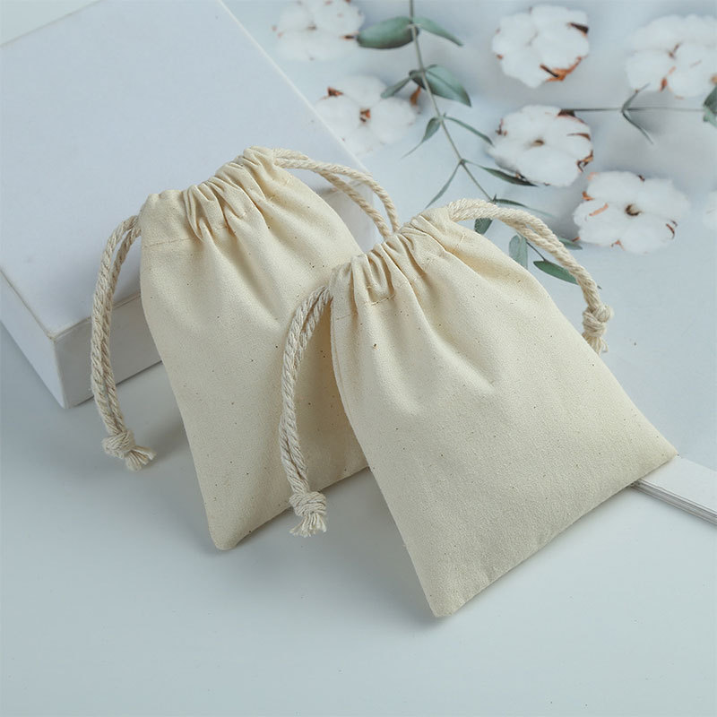 源头工厂精美坯布束口袋 棉布化妆品香水包装袋 帆布收纳珠宝袋