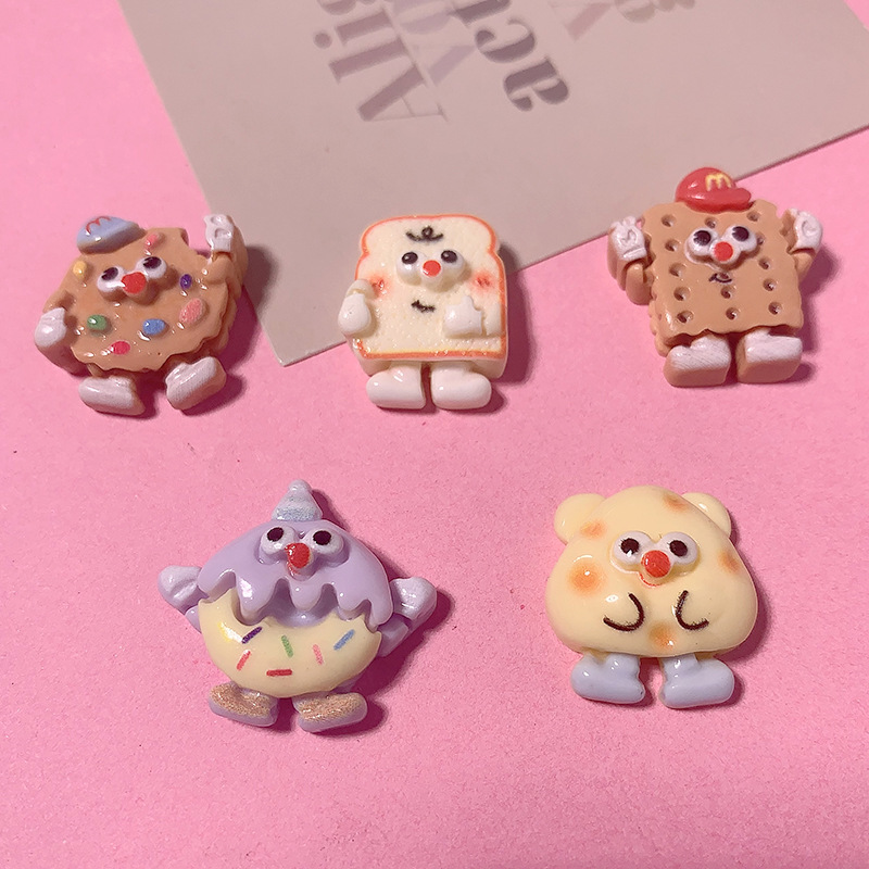 Nuevo pie galletas queso simulación de alimentos juegan accesorios de resina DIY accesorios de pegamento de crema material de cuerda de pelo