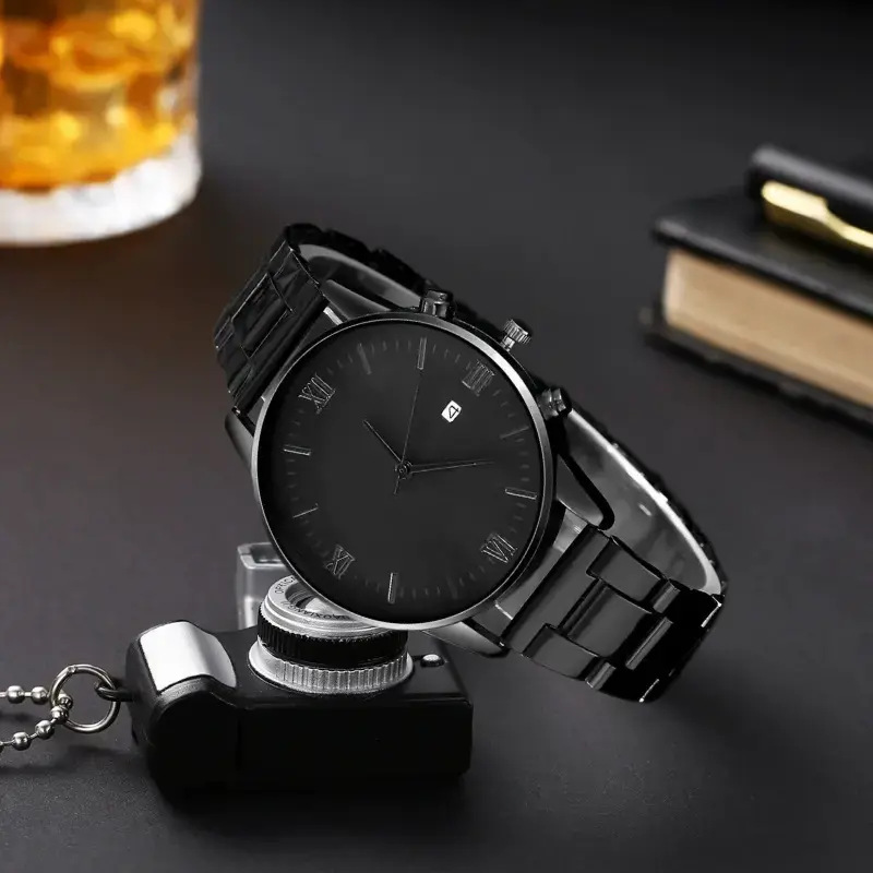 2024 Men's Trendy Roman Numerals Fashion Watch Foreign Trade Explosions New Simple All-match Iron Quartz Watch