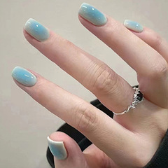 Fresh and Gentle Wind Pure Color Blending False Nail Stickers That Make Your Skin Look Whiter Ready-to-Wear Nails Removable 24-Piece Set