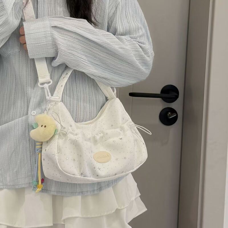 Solid color cute niche design underarm bag for women, pleated drawstring shoulder bag, crescent bag, handbag, crossbody bag, trendy Solid color cute niche design underarm bag for women, pleated drawstring shoulder bag, crescent bag, handbag, crossbody bag, trendy