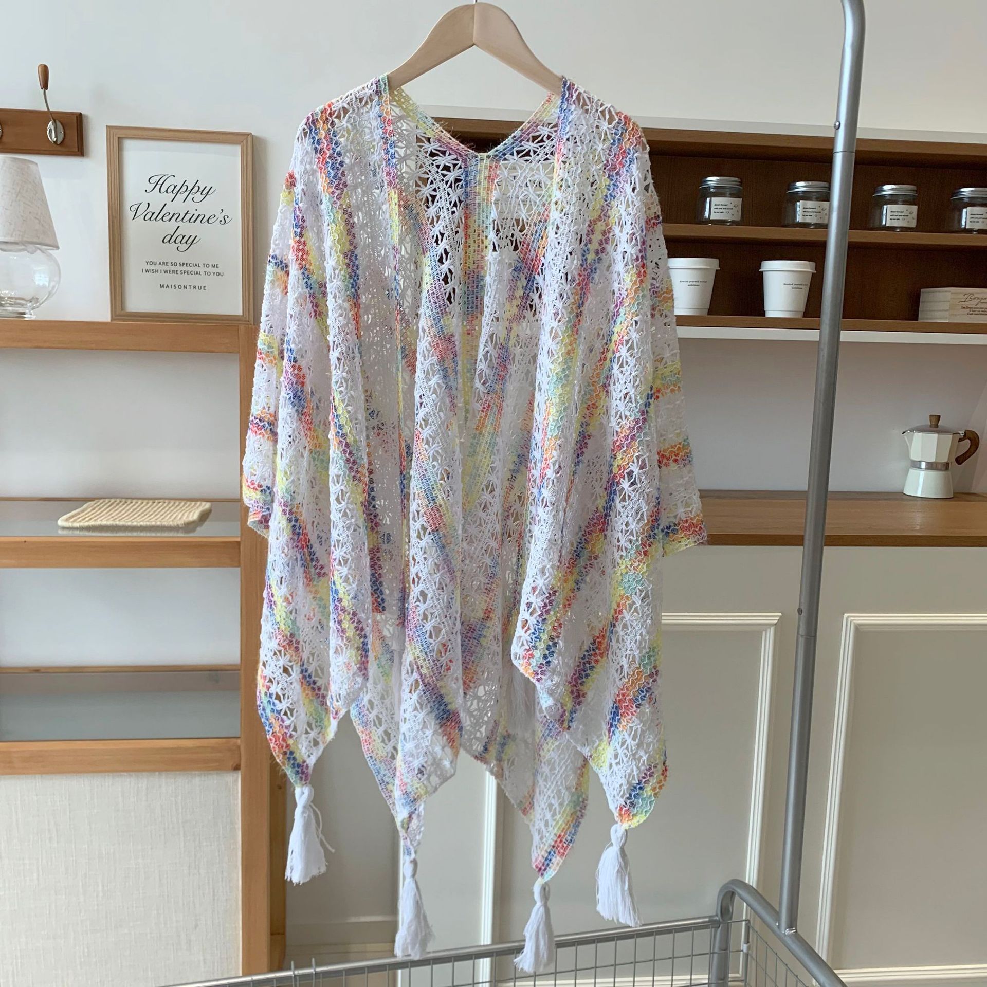 Chal de punto de alta calidad, color opcional, cárdigan hueca, borla, capa grande, chaleco pequeño, fábrica personalizada