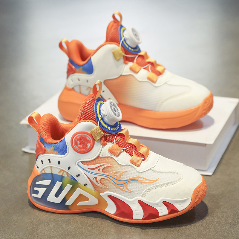 Zapatos para niños, zapatos de baloncesto, 2025 nuevos zapatos deportivos con botones, malla de primavera y verano, zapatos para correr para niños y niñas, niños de mediana edad