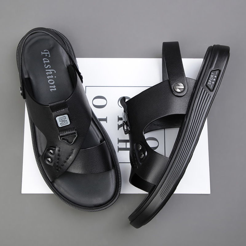 Sandalias de los hombres 2023 verano nuevo cuero genuino casual zapatos de playa al aire libre sandalias de los hombres de moda de piel de vaca zapatos de los hombres zapatillas