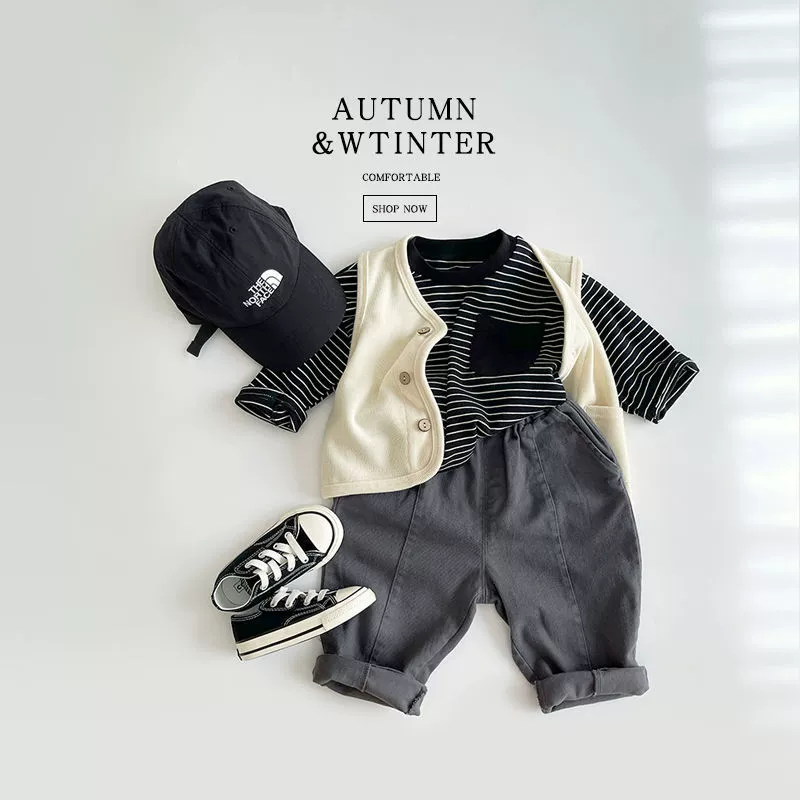 Children's thin long-sleeve top, unisex, autumn, stripe pocket, sizes 80–130