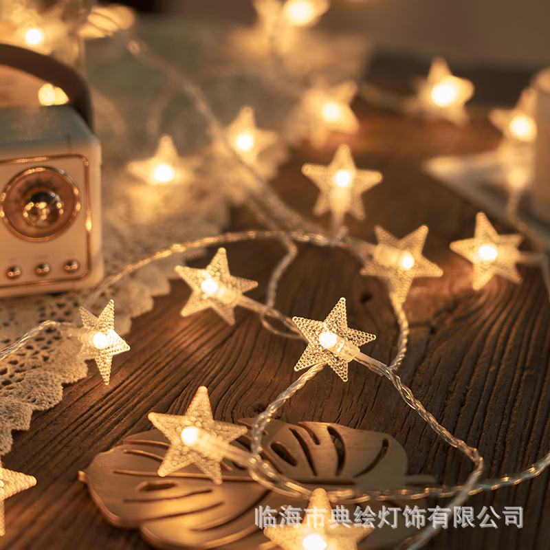 Lámpara de estrellas LED pequeña lámpara de color lámpara de cadena de luz parpadeante llena de estrellas atmósfera lámpara decorativa lámpara navideña diseño de luz de cinta de luz de navidad