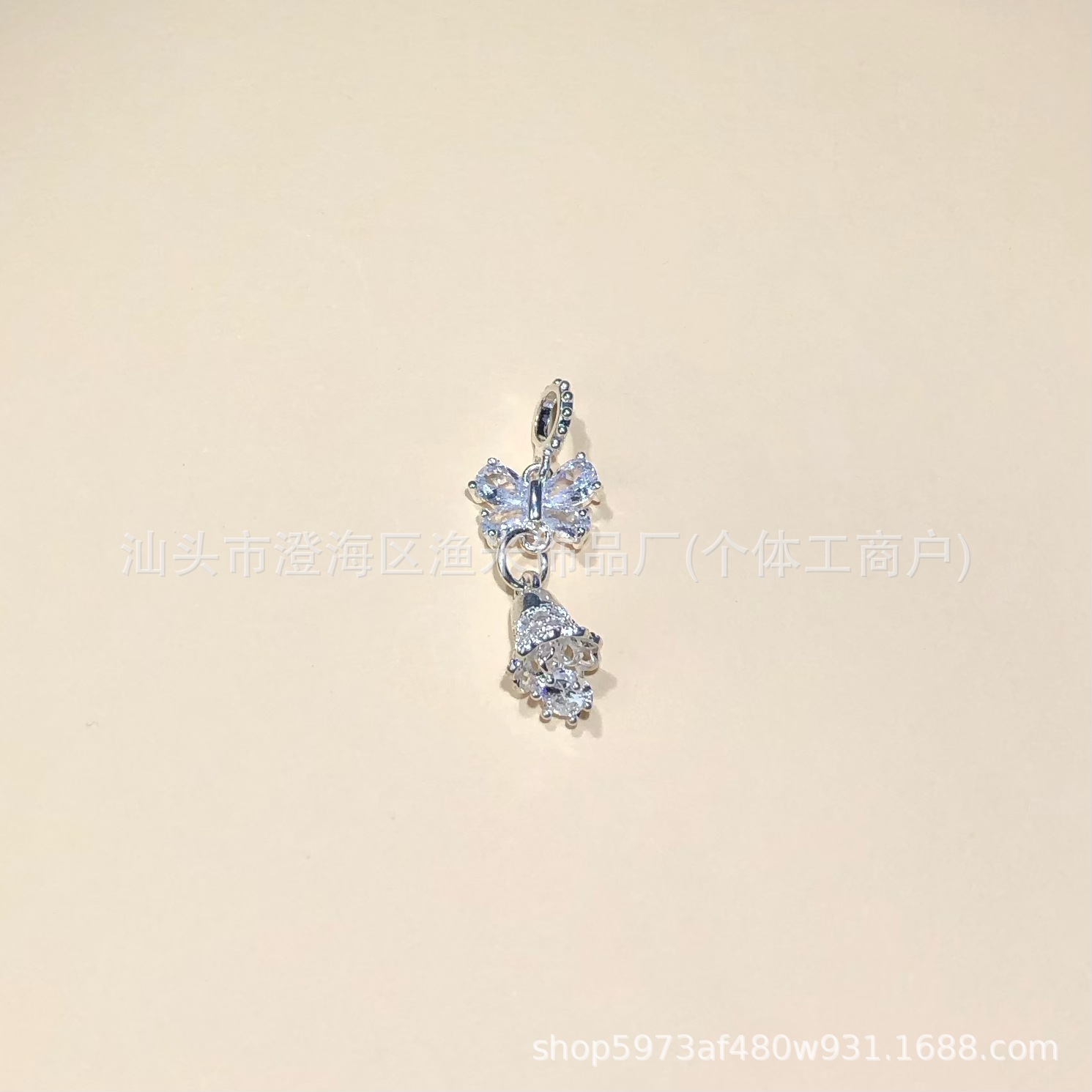 14K Gold-Filled Micro-Paved Zircon Butterfly Tassel Bead Crystal Bracelet Necklace DIY Handmade Accessories Pendant