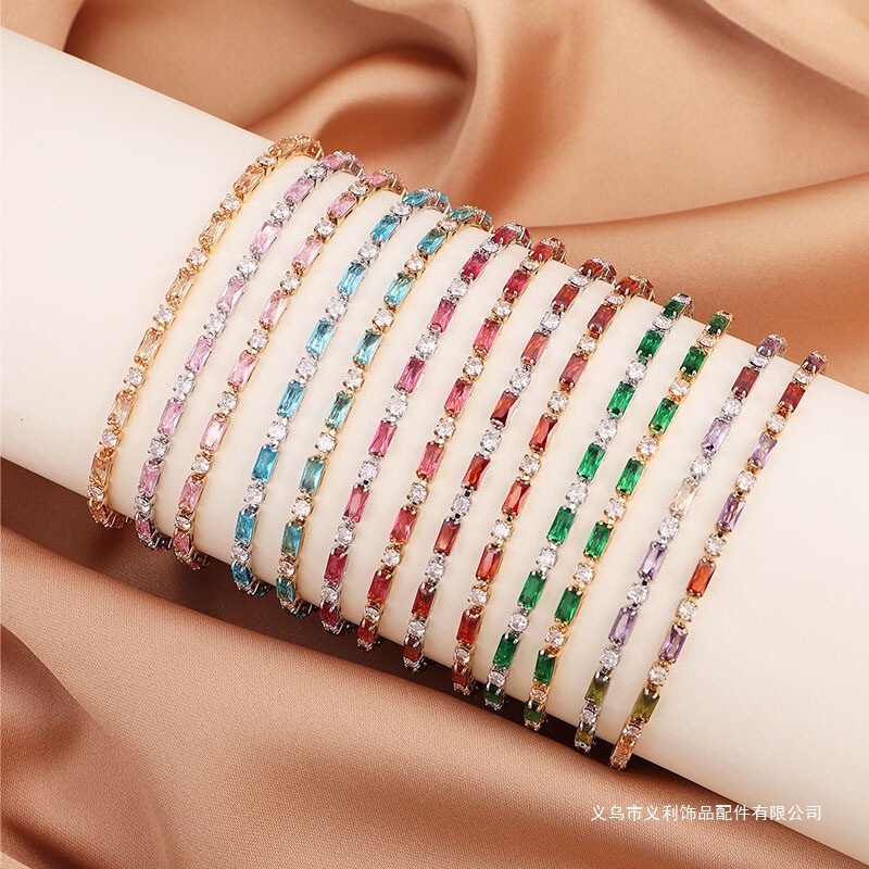 Niche Xiyin European and American Simple Bracelet Retro Cross-Border Temperament Fashion Amazon Zircon Zircon Bracelet Color