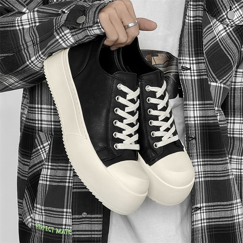 Derby shoes men 2024 new thick sole increase black commuter daily casual shoes_voghion.com