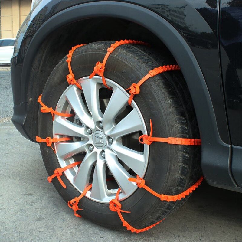 Car tire anti-slip chains, orange plastic straps, universal for winter and snowy conditions, easy to install, wholesale for cross-border sales