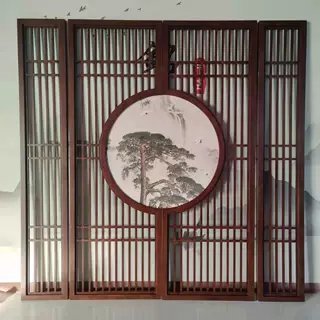新中式实木屏风隔断现代简约隔断酒店办公室用屏风座屏隔断
