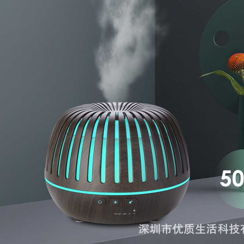 다채로운 야간 조명 중공 나무 곡물 가습기 아로마 테라피 공기 분무기 도매 아로마 테라피 실내 고급 디퓨저