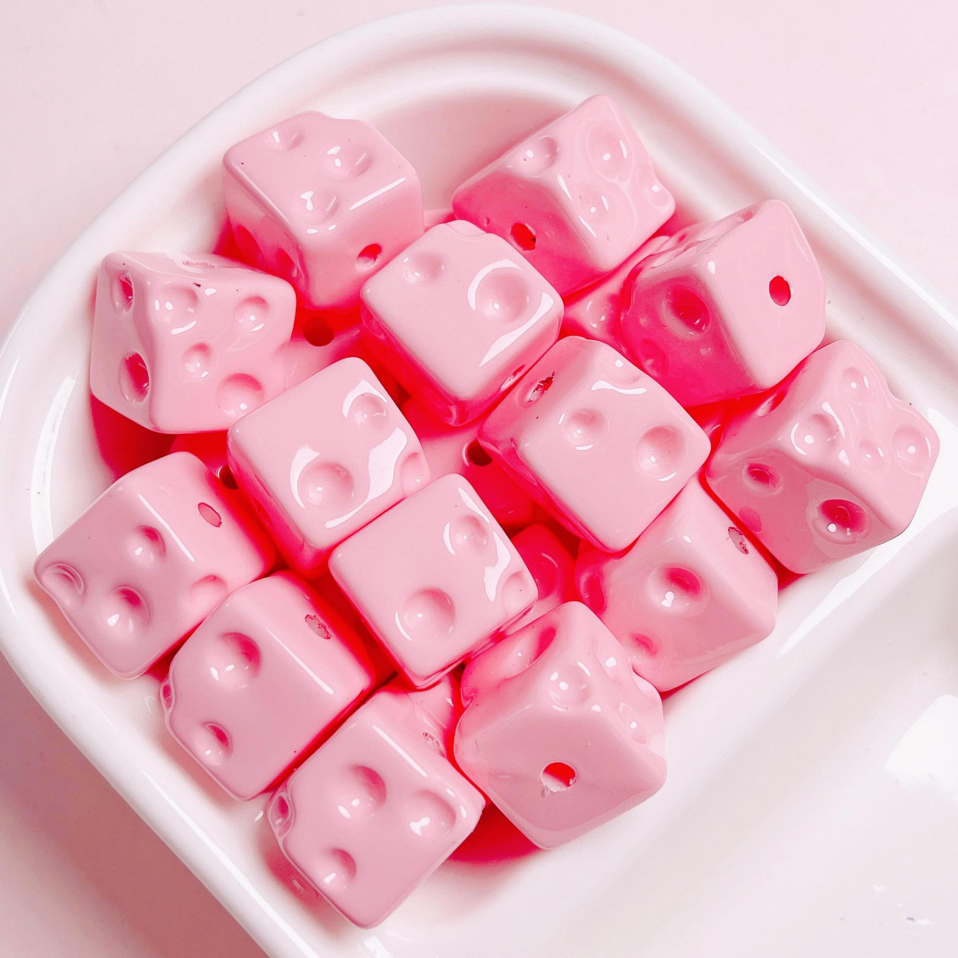 Acrílico color caramelo queso agujero recto beads diy accesorios de joyería de cadenas de teléfonos móviles colgantes de beads sueltos llaveros beads