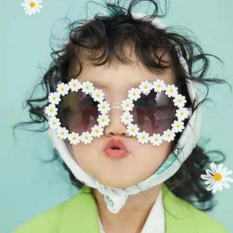 42g Weight Full Frame Glasses Structure Sunglasses Classification Vacation Beach Flower Ac UV400 Protection Round Frame Full Frame Kids Sunglasses