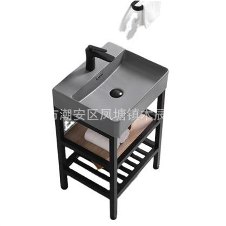 Shiyi simple piso-pie Nórdico pequeño apartamento mueble de baño lavabo de acero inoxidable mueble de baño lavabo