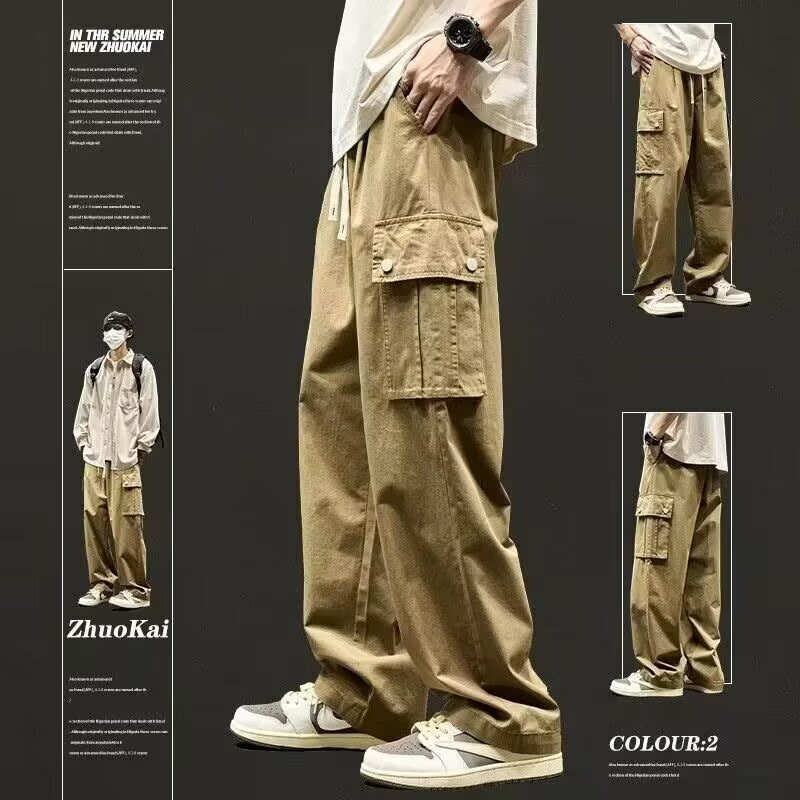Crock Pants Men's American Style Retro Functional Casual Pants Trendy Brand Spring and Autumn Japanese Style Wide Leg Straight Wood Cutting Pants Crock Pants Men's American Style Retro Functional Casual Pants Trendy Brand Spring and Autumn Japanese Style Wide Leg Straight Wood Cutting Pants