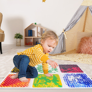 Interesting and Colorful Sensory Liquid Texture Floor Puzzle Floor Mats for Young Children, Stimulating Waterproof and Non-Slip 6 Pack