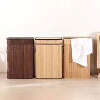 Foldable laundry basket, bamboo storage box 40×30×60 cm, large collapsible hamper