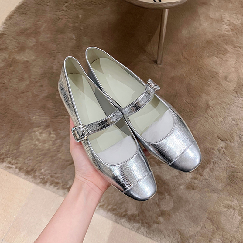Mary Jane zapatos de las mujeres de Chanel estilo de moda a juego de colores retro artístico punta redonda boca baja suave inferior suave francés zapatos planos