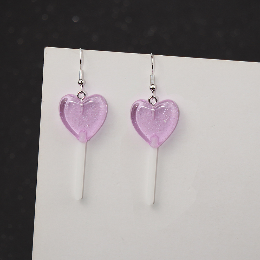 1 Pair Casual Heart Shape Resin Plating Women's Drop Earrings display picture 5