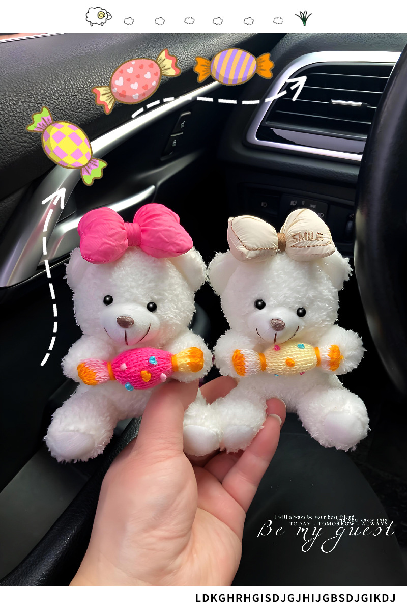 Net red cute bear gear lever steering wiper rod decoration ornaments car on-board central control screen ornaments goddess