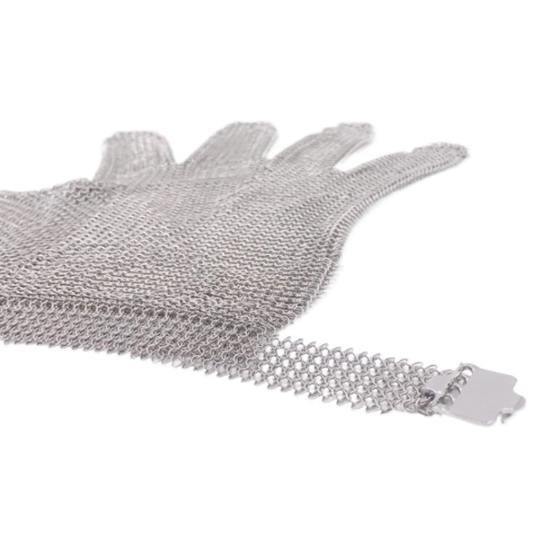Guantes con anillos de acero inoxidable 316, resistentes a cortes de nivel 9, adecuados para trabajos de alto riesgo en mataderos, jardinería y protección laboral.