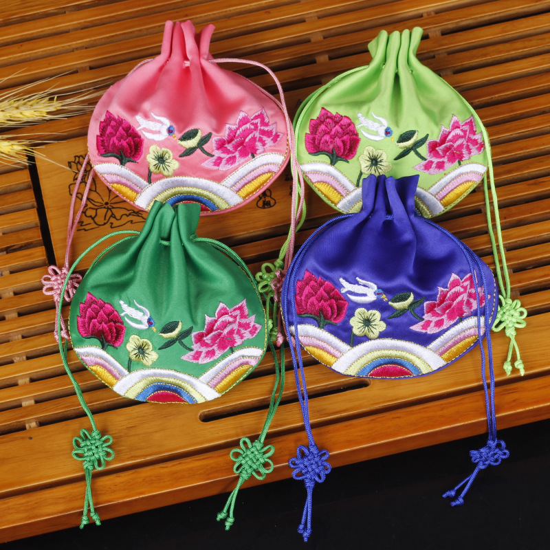 新年福袋刺绣荷包鸳鸯古风礼品抽绳袋韩版包装袋珠宝袋端午香包