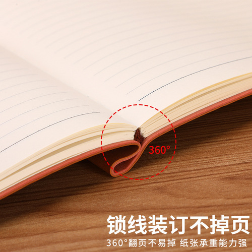 Wholesale A5 pens and notebooks, soft cover leather meeting record books, simple college student memo books, printed with LOGO