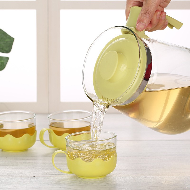 Set personalizado de tetera y vasos de vidrio resistentes al calor, caja de regalo