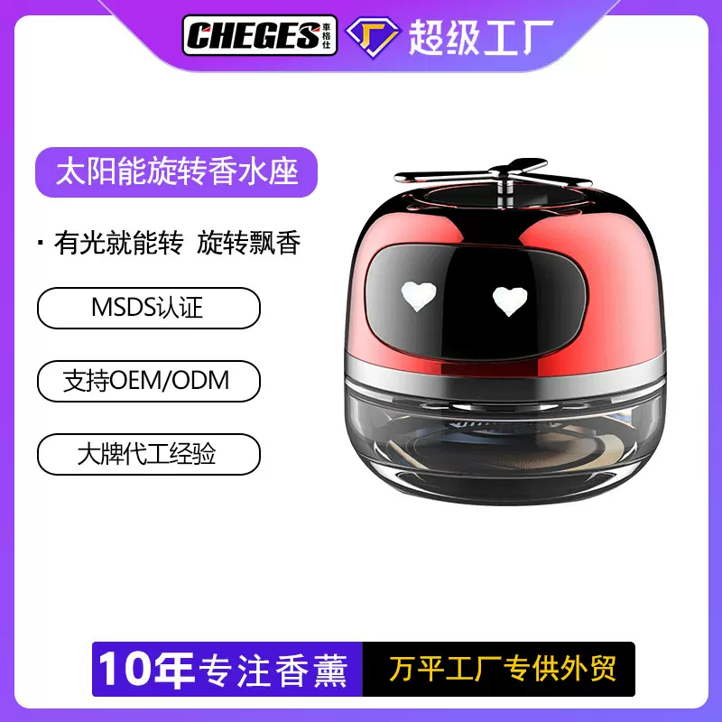 创意太阳能旋转车载香薰现货汽车用卡通机器人香水座香氛摆件跨境
