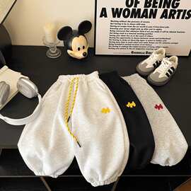 春秋新款儿童裤子男女童韩版外穿卫裤卡通刺绣中小童宝宝运动裤