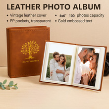 喆宇 皮面烫金大6寸200张相册4r6寸过塑photo album插袋 跨境批发