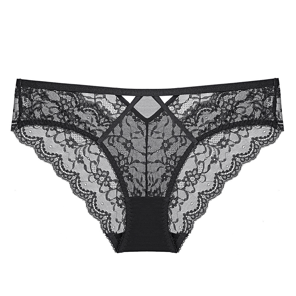 Bragas sexy transfronterizas europeas y americanas, encaje transparente ultrafino, talla grande, transpirable, puro deseo de levantar la cadera, calzoncillos de cintura baja, bragas