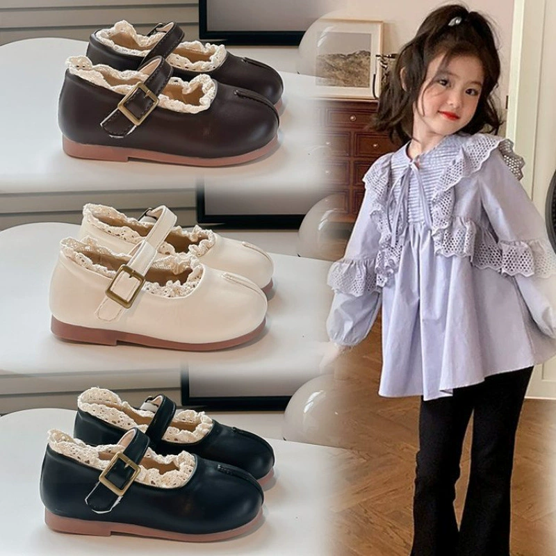 Маленькие кожаные туфли для девочек с одной пряжкой весной 2025 года новые туфли с одной пряжкой детские танцевальные туфли