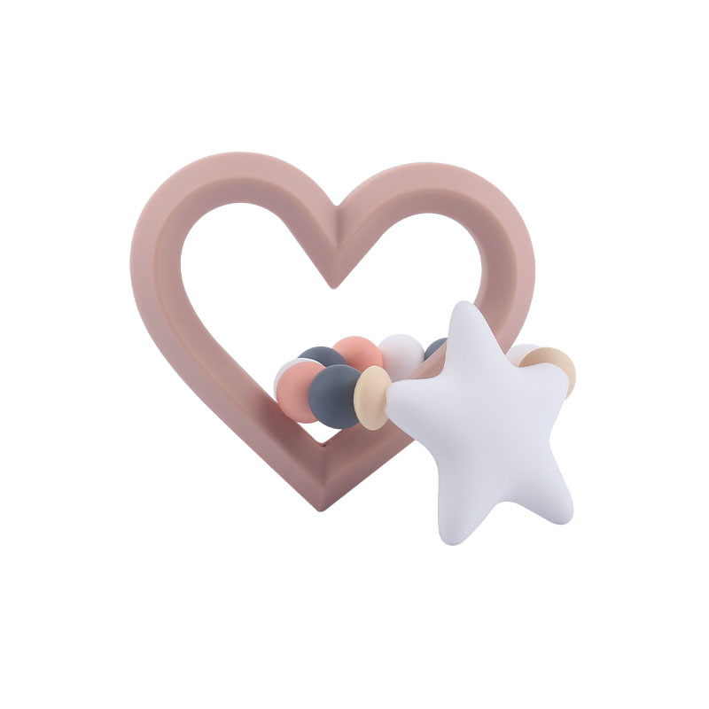 Nuevos productos para bebés de silicona gran amor teether calmante bebé cuentas de silicona pezón pulsera juguete teether
